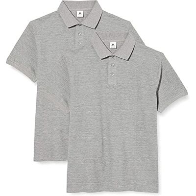 FM London pikétröja för män, 2-pack, bomullsstretch, figursydd pikétröja, GRÅ, S FM London pikétröja för män, 2-pack, bomullsstretch, figursydd pikétröja, GRÅ, S