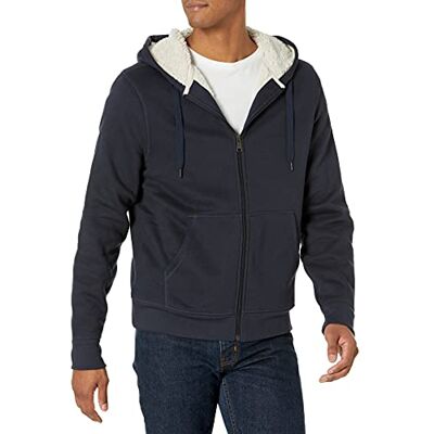 Amazon Essentials Men's Sherpa-fodrad fleecetröja med dragkedja, Marinblå, M Amazon Essentials Men's Sherpa-fodrad fleecetröja med dragkedja, Marinblå, M