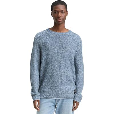 TOM TAILOR Denim herrtröja, 39363 – Denim Blue White Mouline, XXL TOM TAILOR Denim herrtröja, 39363 – Denim Blue White Mouline, XXL