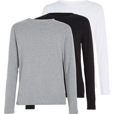 Tommy Hilfiger herr L/S T-shirts, Svart/vit/grå ljung, S Tommy Hilfiger herr L/S T-shirts, Svart/vit/grå ljung, S
