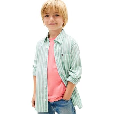 Tommy Hilfiger pojke Flex Ithaca Multistripe skjorta Ls KB0KB10284 skjortor, grön (Bahama Green), 8 år Tommy Hilfiger pojke Flex Ithaca Multistripe skjorta Ls KB0KB10284 skjortor, grön (Bahama Green), 8 år