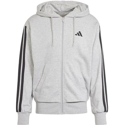 adidas herr Essential Three Stripes French Terry Fullzip Hoodie Sweatshirt, Medium Grey Heather/Black, M adidas herr Essential Three Stripes French Terry Fullzip Hoodie Sweatshirt, Medium Grey Heather/Black, M