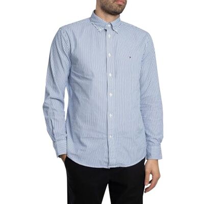 Tommy Hilfiger herr Flex POPLIN klassisk STP RF tröja MW0MW37549 L/S skjorta, blå, L, Blå (kil blå/optisk vit), L Tommy Hilfiger herr Flex POPLIN klassisk STP RF tröja MW0MW37549 L/S skjorta, blå, L, Blå (kil blå/optisk vit), L