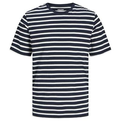 JACK & JONES T-shirt för män enfärgad rund hals t-shirt, Marinblå blazer 1, XXL JACK & JONES T-shirt för män enfärgad rund hals t-shirt, Marinblå blazer 1, XXL