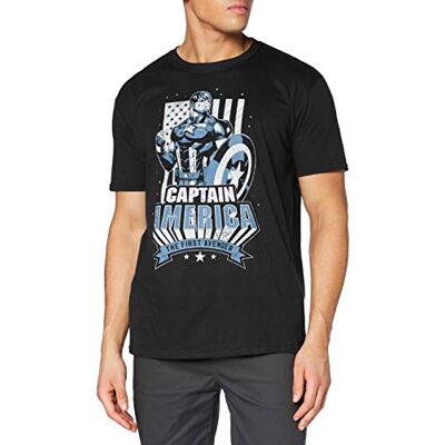 Marvel 'The First Avenger' flagga t-shirt, Svart, L Marvel 'The First Avenger' flagga t-shirt, Svart, L