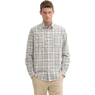 TOM TAILOR herrskjorta, 36632 – offwhite corduroy check, M TOM TAILOR herrskjorta, 36632 – offwhite corduroy check, M