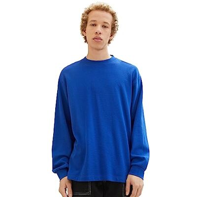 TOM TAILOR Denim herr basic långärmad tröja i avslappnad passform, 14531-shiny kungsblå, L TOM TAILOR Denim herr basic långärmad tröja i avslappnad passform, 14531-shiny kungsblå, L