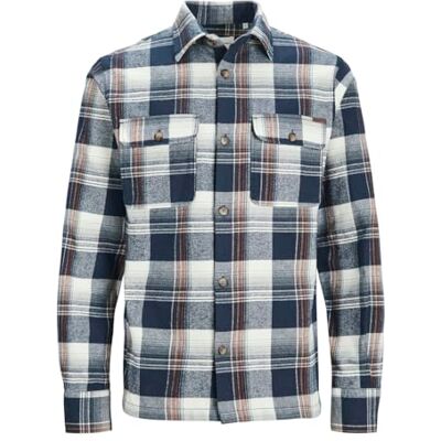 JACK & JONES JACK&JONES JUNIOR Pojkar Jjdarren Flannel Check Overshirt Ls Jnr skjorta, marinblå blazer, 152 JACK & JONES JACK&JONES JUNIOR Pojkar Jjdarren Flannel Check Overshirt Ls Jnr skjorta, marinblå blazer, 152