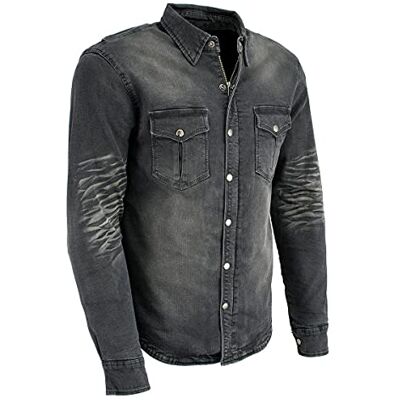 Milwaukee Läder MPM1620 mäns svart pansrad denim bikerskjorta med Aramid av Dupont Fibers – Medium Milwaukee Läder MPM1620 mäns svart pansrad denim bikerskjorta med Aramid av Dupont Fibers – Medium