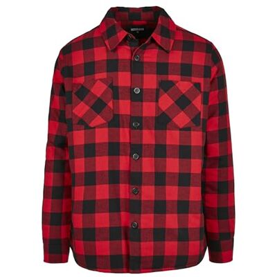 Urban Classics Herrskjortjacka, övergångsjacka i flanellskjorta, fodrad, lumberjacka i skogshuggarlook, storlek S till 5XL, svart/röd, L Urban Classics Herrskjortjacka, övergångsjacka i flanellskjorta, fodrad, lumberjacka i skogshuggarlook, storlek S till 5XL, svart/röd, L