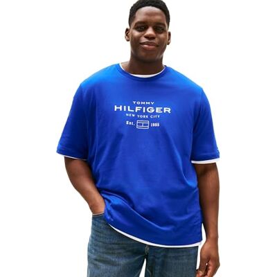 Tommy Hilfiger herr BT-Hilfiger Stack Graphic TEE-B MW0MW42059 S/S t-shirt, blå, XXL, Blå (kil blå), XXL Tommy Hilfiger herr BT-Hilfiger Stack Graphic TEE-B MW0MW42059 S/S t-shirt, blå, XXL, Blå (kil blå), XXL
