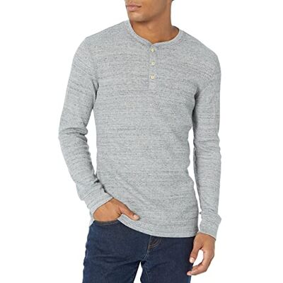Amazon Essentials Men's Långärmad Henley-våffelskjorta med smal passform, Ljusgrå ljung, L Amazon Essentials Men's Långärmad Henley-våffelskjorta med smal passform, Ljusgrå ljung, L