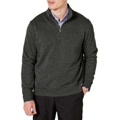 Amazon Essentials Men's Polar fleecejacka med kvartsdragkedja, Kolsvart ljung, S Amazon Essentials Men's Polar fleecejacka med kvartsdragkedja, Kolsvart ljung, S