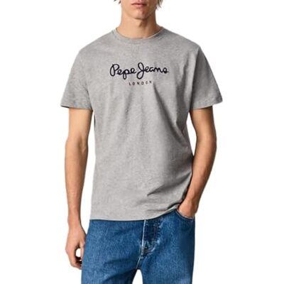 Pepe Jeans Eggo N T-shirts för män, Grå (Grå fläck), XL Pepe Jeans Eggo N T-shirts för män, Grå (Grå fläck), XL