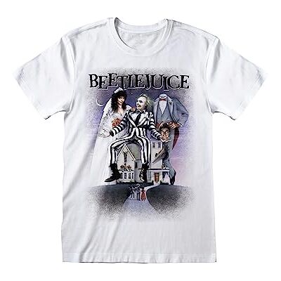 BEETLEJUICE affisch t-shirt för vuxna Vit, 100% bomull Kortärmad skjorta för män, kvinnor Officiella varor, Vitt, M BEETLEJUICE affisch t-shirt för vuxna Vit, 100% bomull Kortärmad skjorta för män, kvinnor Officiella varor, Vitt, M