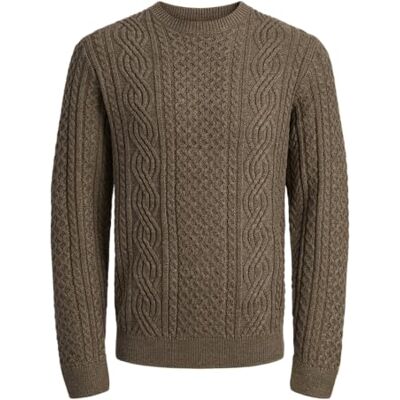 JACK & JONES Jprblusean Knit Cable Crew Neck Sn, maltboll, M JACK & JONES Jprblusean Knit Cable Crew Neck Sn, maltboll, M