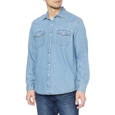 Amazon Essentials mäns normal passform långärmad denimskjorta, ljusblå, XX-Large Amazon Essentials mäns normal passform långärmad denimskjorta, ljusblå, XX-Large