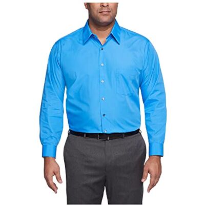 Van Heusen Långärmad skjorta för män, Big Fit Poplin, Pacifico, 19" Neck 34"-35" Sleeve Van Heusen Långärmad skjorta för män, Big Fit Poplin, Pacifico, 19" Neck 34"-35" Sleeve