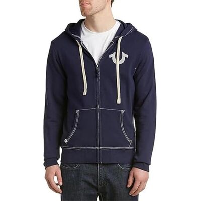 True Religion herrtröja med huva, Sann marinblå, M True Religion herrtröja med huva, Sann marinblå, M