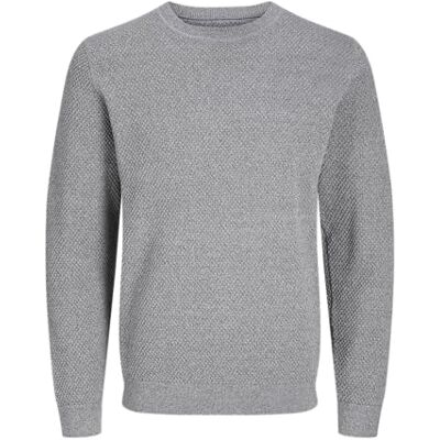 JACK & JONES JACK&JONES JPRBLUNOAH Knit Crew Neck BF, Ljusgrå melange/detalj: twist/full struktur, S JACK & JONES JACK&JONES JPRBLUNOAH Knit Crew Neck BF, Ljusgrå melange/detalj: twist/full struktur, S