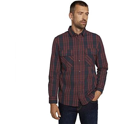 TOM TAILOR Herr rutig skjorta av ekologisk bomull 1026859, 28074 Navy Red Check On Bedford, S TOM TAILOR Herr rutig skjorta av ekologisk bomull 1026859, 28074 Navy Red Check On Bedford, S