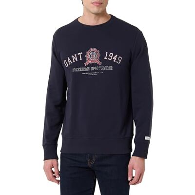 GANT Graphic Sweat C-Neck, Kvällsblå, XL GANT Graphic Sweat C-Neck, Kvällsblå, XL