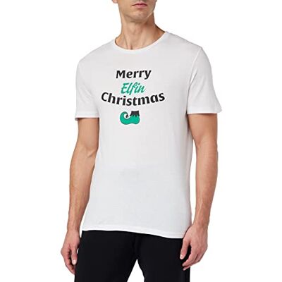 JACK & JONES Jorelfen T-shirt Ss Crew Neck Xmas T-shirt, Ljus vit, XL JACK & JONES Jorelfen T-shirt Ss Crew Neck Xmas T-shirt, Ljus vit, XL