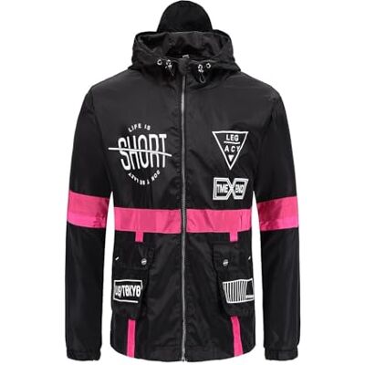 PERDONTOO Mens Casual Lightweight Drawstring Hooded Windbreaker Jacket (Small, Black-2) PERDONTOO Mens Casual Lightweight Drawstring Hooded Windbreaker Jacket (Small, Black-2)