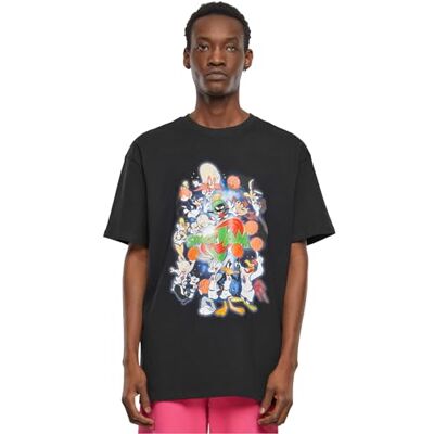 Upscale män T-shirt Space Jam Teamwork oversize Tee Print T-shirt för män, överdimensionerad passform, streetwear, svart, M Upscale män T-shirt Space Jam Teamwork oversize Tee Print T-shirt för män, överdimensionerad passform, streetwear, svart, M