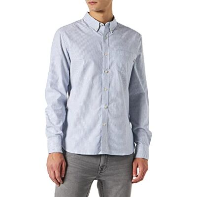 Dockers Men's Stretch Oxford Shirt, Bengal Stripe Delft, S Dockers Men's Stretch Oxford Shirt, Bengal Stripe Delft, S