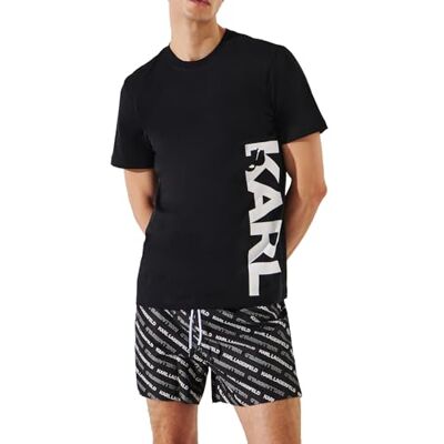 KARL LAGERFELD Karl Vertikal logotyp t-shirt män strandkläder topp svart L, svart, L KARL LAGERFELD Karl Vertikal logotyp t-shirt män strandkläder topp svart L, svart, L