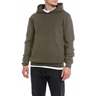 Replay Huvtröja för män, avslappnad passform, 212 Mud Green, S Replay Huvtröja för män, avslappnad passform, 212 Mud Green, S