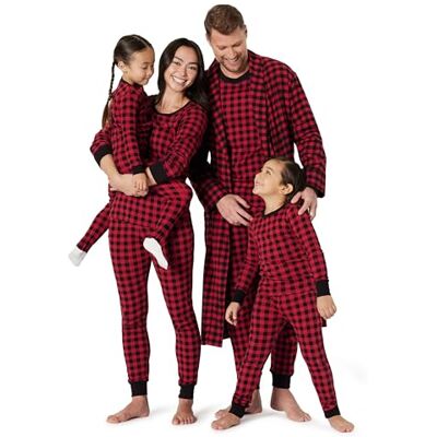Amazon Essentials flanellbyxa och långärmad t-shirt pyjamasset, Klassisk buffelkontroll, M Amazon Essentials flanellbyxa och långärmad t-shirt pyjamasset, Klassisk buffelkontroll, M