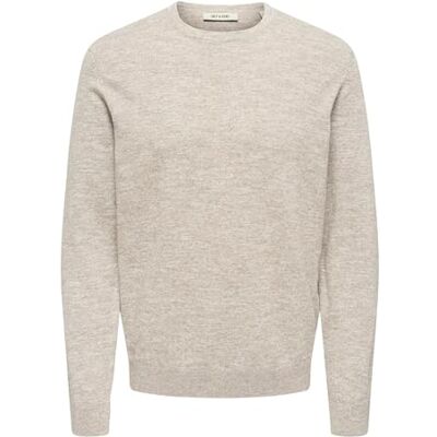 Only & Sons Onstim Reg Ls Linen Crew Knit Noos, Ökenduvor, XS Only & Sons Onstim Reg Ls Linen Crew Knit Noos, Ökenduvor, XS