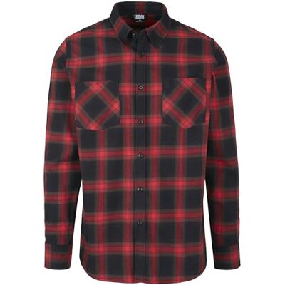 Urban Classics Vardaglig skjorta för män, Flerfärgad (svart/röd 02374), M Urban Classics Vardaglig skjorta för män, Flerfärgad (svart/röd 02374), M