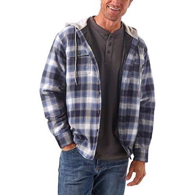 Wrangler Authentics Wrangler Originals långärmad, quiltad och fodrad flanellskjortjacka med huva för herrar, XXL Wrangler Authentics Wrangler Originals långärmad, quiltad och fodrad flanellskjortjacka med huva för herrar, XXL