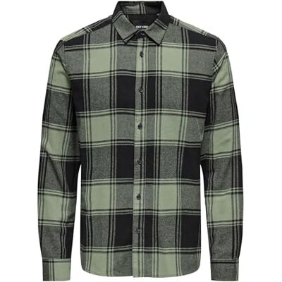 Only & Sons Onsgudmund Ls Checked Shirt Noos, Svart/kontroll: stor havsspray, L Only & Sons Onsgudmund Ls Checked Shirt Noos, Svart/kontroll: stor havsspray, L