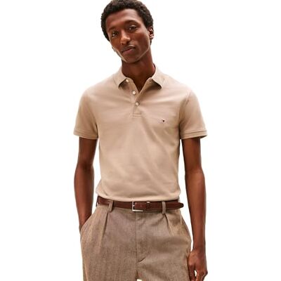 Tommy Hilfiger Short Sleeve Pikétröjor i smal passform med stretch och organisk pikébomull kortärmad pikétröja i smal passform med bomull stretchig och ekologisk pikett för män (1 pack), Kusttaupe, M Tommy Hilfiger Short Sleeve Pikétröjor i smal passform med stretch och organisk pikébomull kortärmad pikétröja i smal passform med bomull stretchig och ekologisk pikett för män (1 pack), Kusttaupe, M