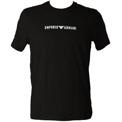 Giorgio Armani Mäns texturerat logotypband rund hals t-shirt svart L Giorgio Armani Mäns texturerat logotypband rund hals t-shirt svart L