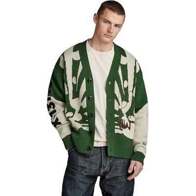 G-STAR RAW G-STAR Herr semester lös stickad kofta tröja, Grön (Deep Nuri Green D24227-d514-8887), L G-STAR RAW G-STAR Herr semester lös stickad kofta tröja, Grön (Deep Nuri Green D24227-d514-8887), L