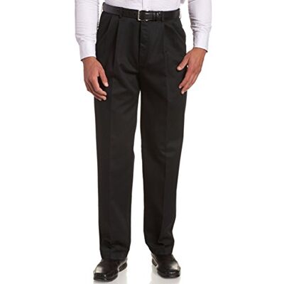 Haggar mäns Kaki twill vardagsbyxor med veckad framsida, Svart, 36W / 34L Haggar mäns Kaki twill vardagsbyxor med veckad framsida, Svart, 36W / 34L