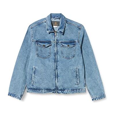 Springfield Herr chaqueta denim cykeljacka, Blå (Azul Medio), S Springfield Herr chaqueta denim cykeljacka, Blå (Azul Medio), S