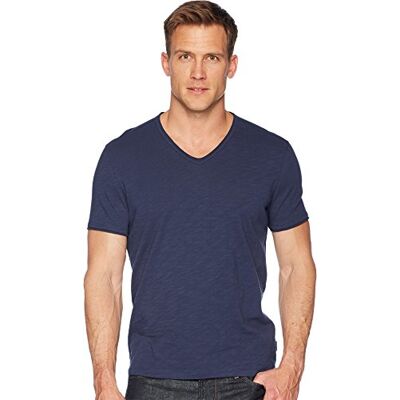 John Varvatos Star USA kortärmad slub V-ringad med skuren rå kant t-shirt John Varvatos Star USA kortärmad slub V-ringad med skuren rå kant t-shirt