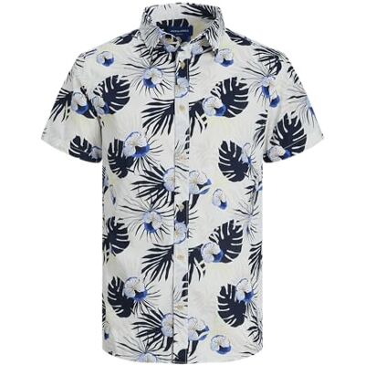 JACK & JONES PLUS Jorjames Tulum AOP Shirt Ss Pls Skjorta, Cloud Dancer, 3XL, Molndansare, 3XL JACK & JONES PLUS Jorjames Tulum AOP Shirt Ss Pls Skjorta, Cloud Dancer, 3XL, Molndansare, 3XL