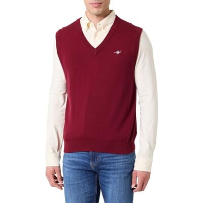 GANT Klassisk bomullsväst, Plumped Red, S GANT Klassisk bomullsväst, Plumped Red, S
