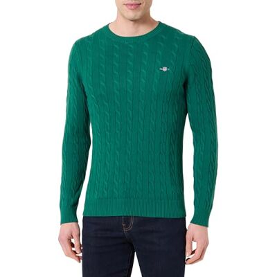GANT bomullskabel C-hals, Djup skogsgrön, M GANT bomullskabel C-hals, Djup skogsgrön, M