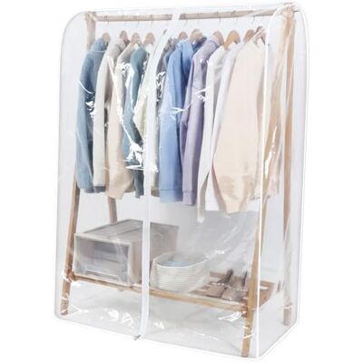 OTraki Transparent klädställ skydd, 150 x 110 x 50 cm ventilerande klädstång skydd med, dragkedja, transparent PEVA klädfodral för kostym kappa t-shirt jacka vit OTraki Transparent klädställ skydd, 150 x 110 x 50 cm ventilerande klädstång skydd med, dragkedja, transparent PEVA klädfodral för kostym kappa t-shirt jacka vit