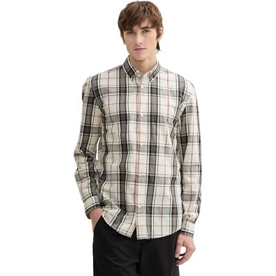 TOM TAILOR Denim herrskjorta, 36749 – ull vit rök ros kontroll, L TOM TAILOR Denim herrskjorta, 36749 – ull vit rök ros kontroll, L