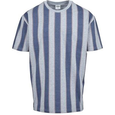 Urban Classics T-shirt för män med tryck i stor storlek, fet randig, Vintageblue, S Urban Classics T-shirt för män med tryck i stor storlek, fet randig, Vintageblue, S