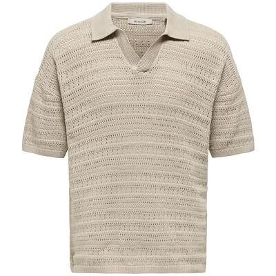 Only & Sons ONSGRAYSON DS 5 CHOCHET Polo Knit, Silverfoder, XXL Only & Sons ONSGRAYSON DS 5 CHOCHET Polo Knit, Silverfoder, XXL